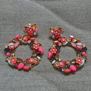 J.Crew Colorful Floral Hoop Earrings